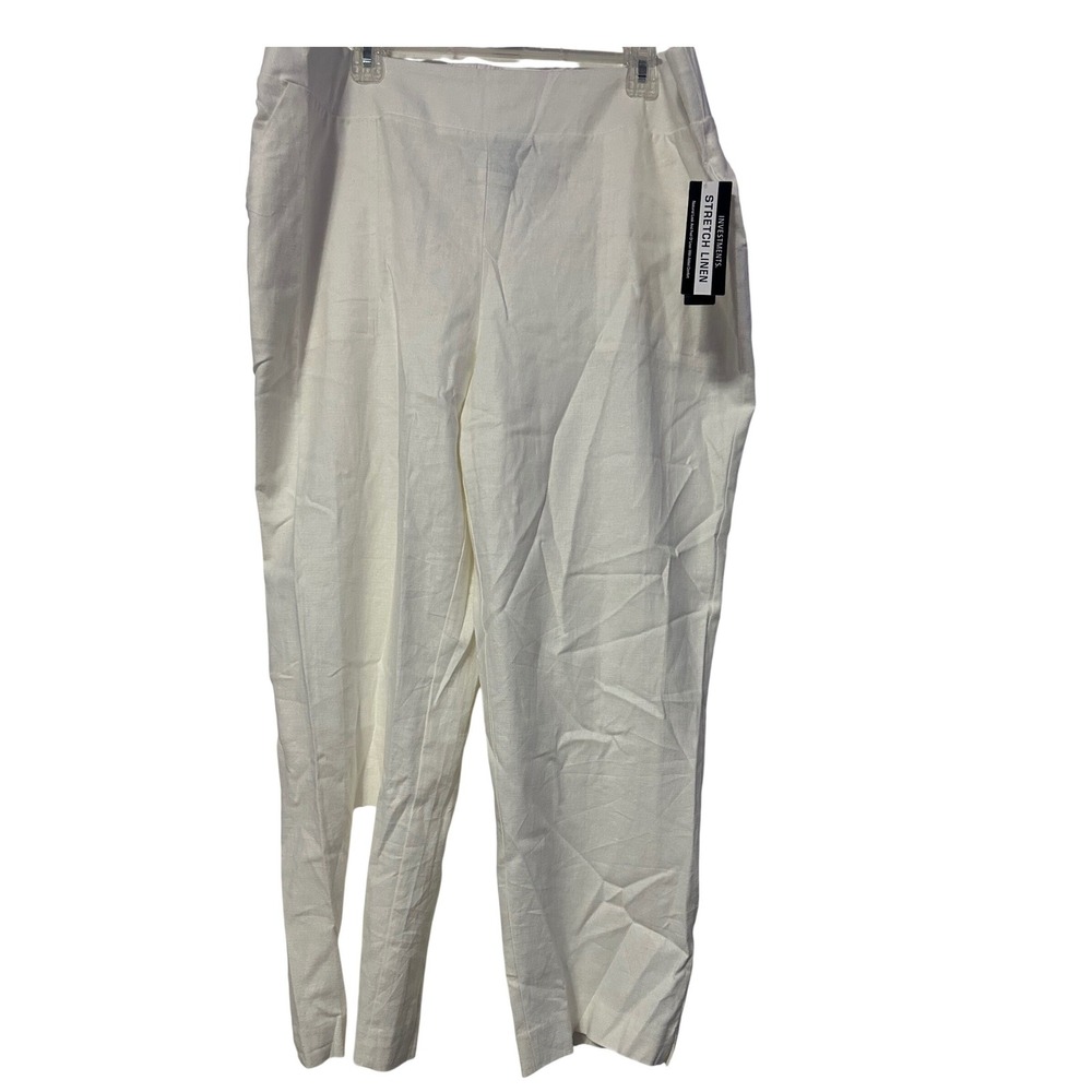 Investments Womens XL Natural White Stretch Linen Pull On Cropped Pants S51PV638